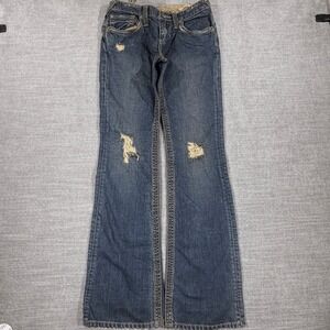 Stitch's Cherokee Jeans Mens 28 Blue Good Distressed Bootcut Flap Pocket Denim